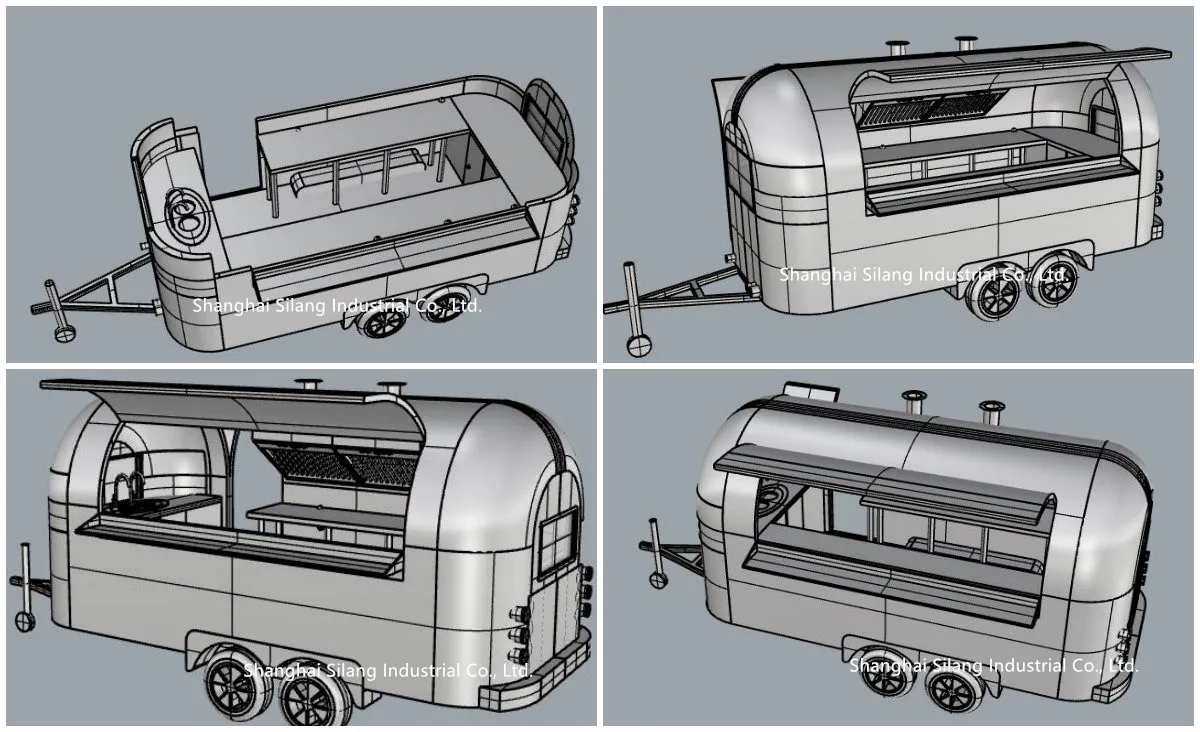 Airstream food cart camping mobile kitchen in sale/ waffle pizza ice cream bread street fast food trailer food truck in sale factory