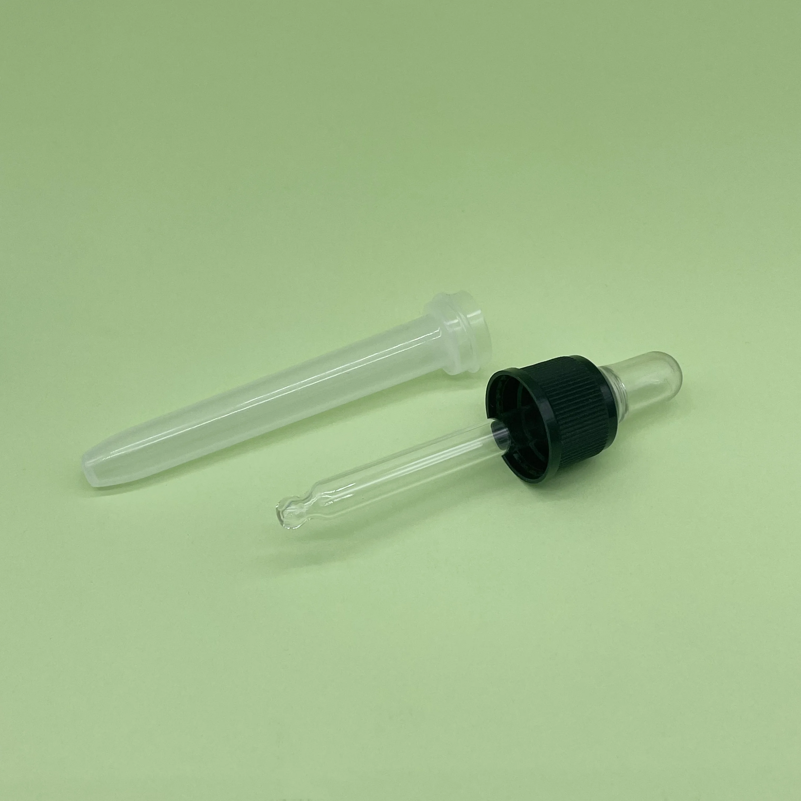 product 18mm clear teat glass dropper with plastic dust protection cover plastic black dropper cap cosmetic packaging-30