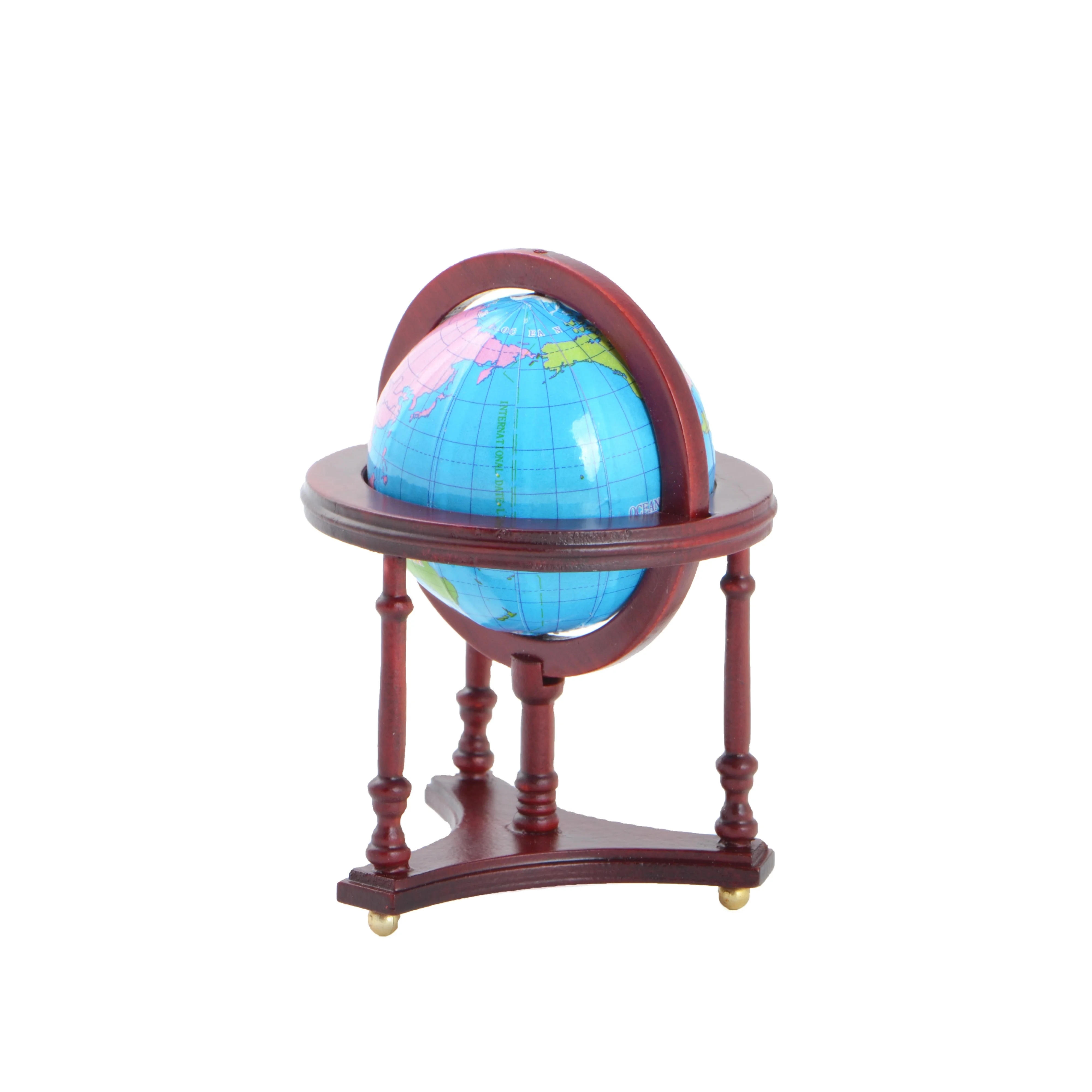 112 Wooden Miniature Doll House Blue World Globe Miniature Furniture