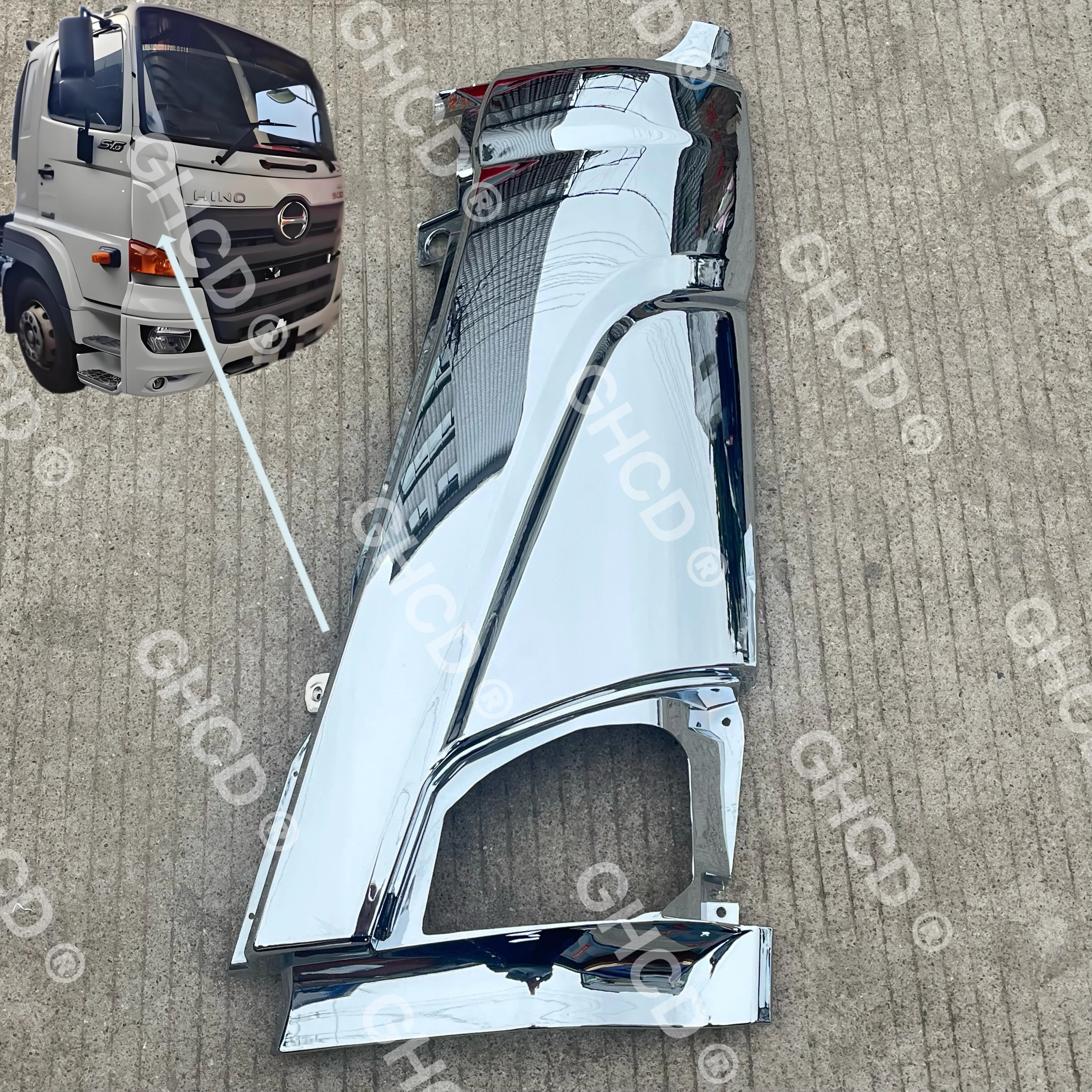 GHCD Hot Product/high Quality Chrome-plated Flat&curve Corner Panel for Japanese Truck HINO 500 VICTOR manufacture