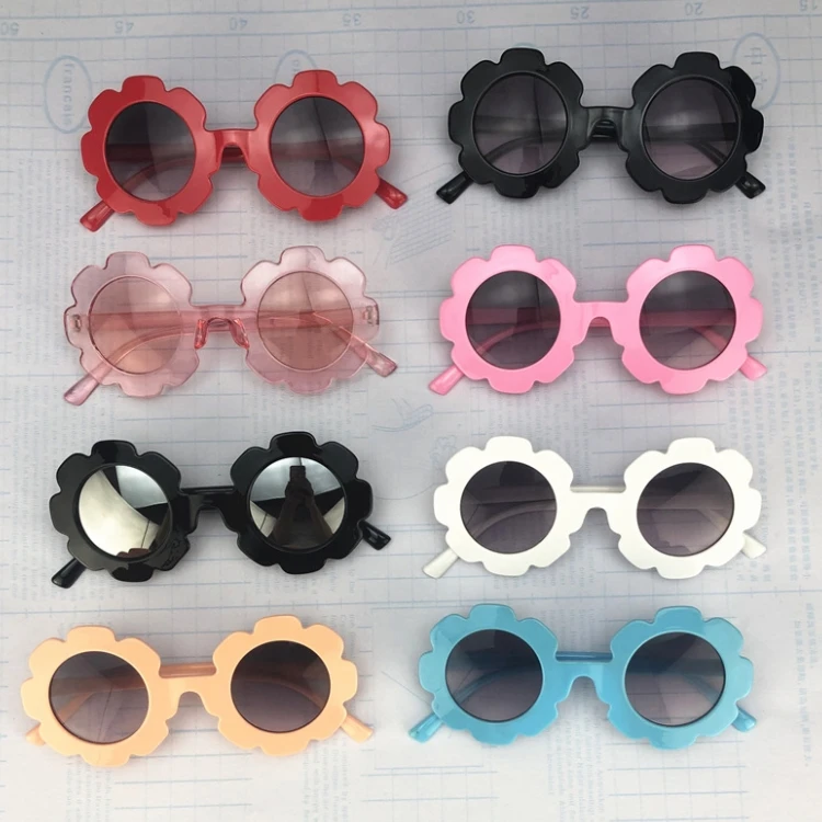 Vintage Kids Sunglasses Child Sun Glasses Round Flower Gafas Baby Children