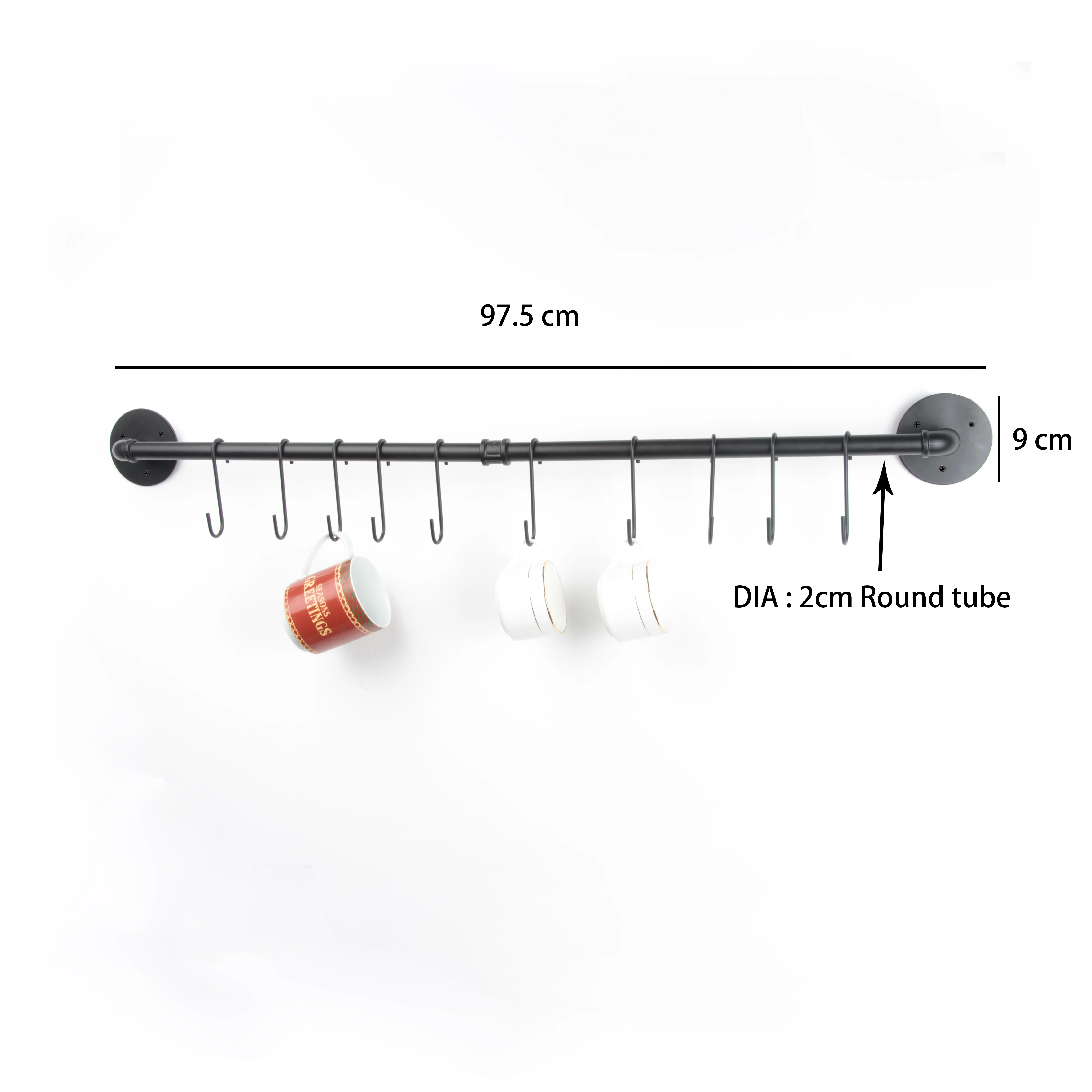 High Quality Wall Mounted Metal Kitchen Hanging Rail Black Kitchen