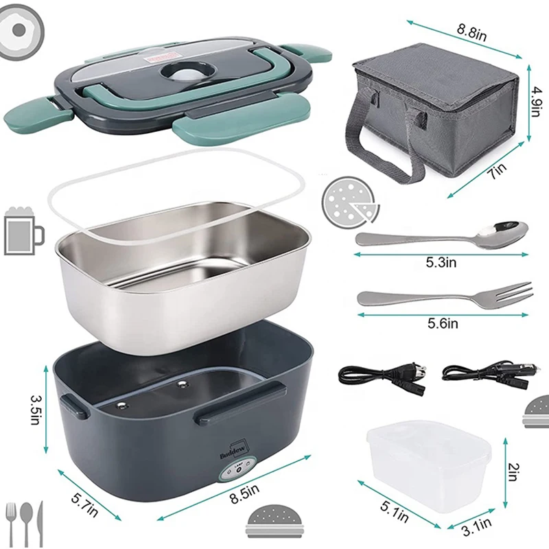 Newest Design Electric Lunch Box Portable Food Warmer Stainless Steel