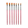 7 Size Set Nail Art Brush Painting Flat Carving Pen Builder Coat Extension Acrylic UV Gel Polish Rhinestones Tips Manicure Tools