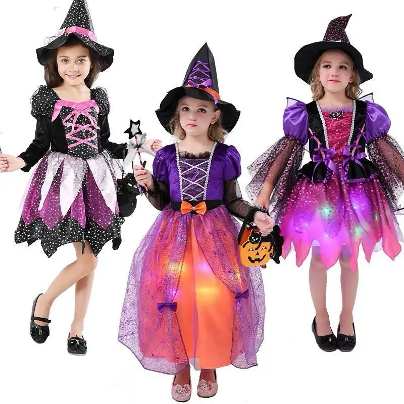 Beautiful Fancy Led Light Up Children Kids Witches Dress Halloween ...
