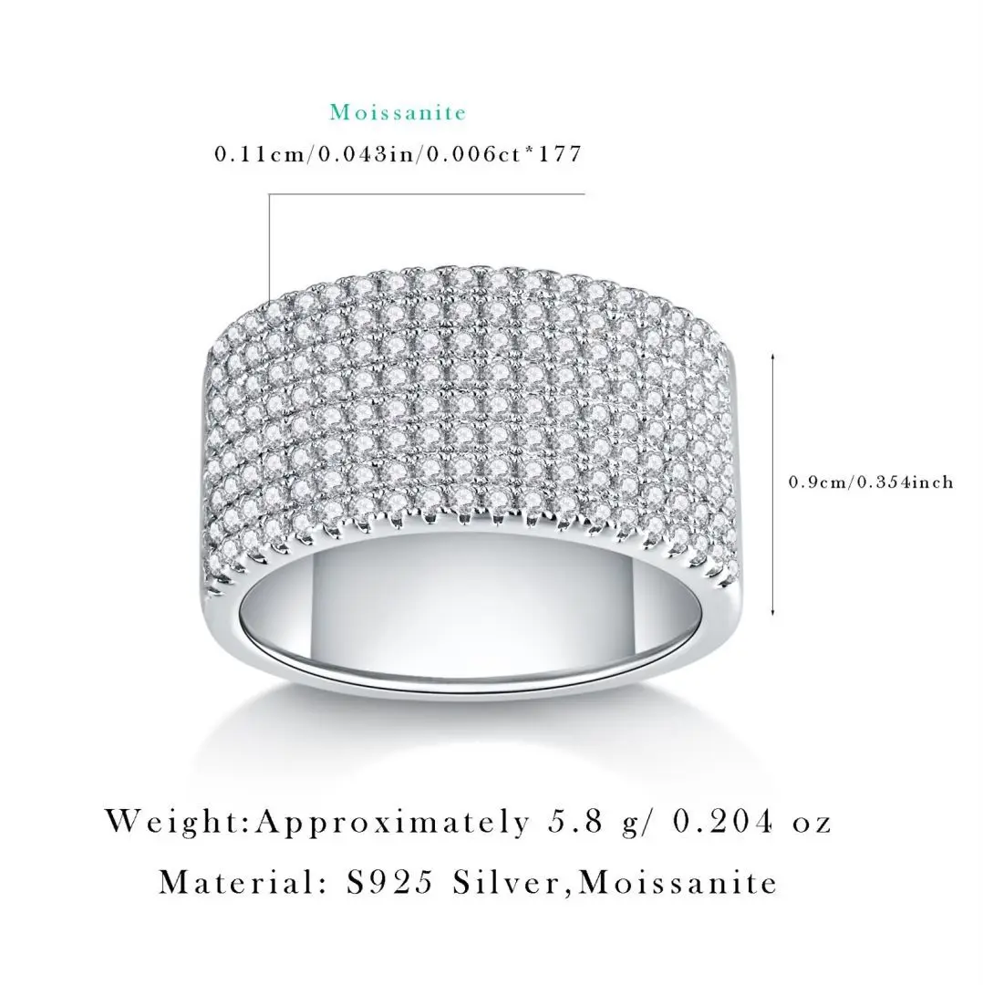 S925 Silver Moissanite Inlaid Closed Ring New Luxury Female Fashion Live Selling Wholesale