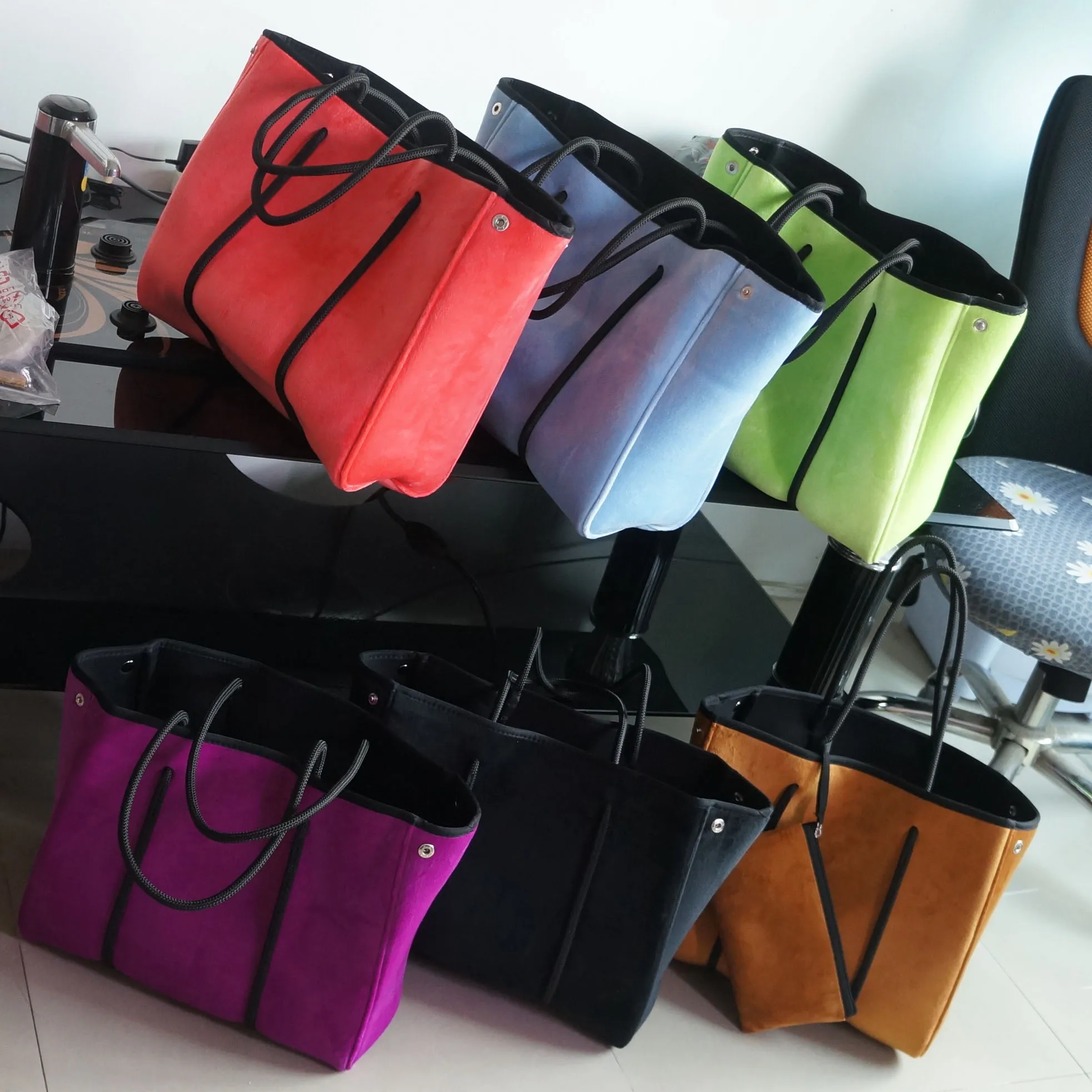 2 In1set Fashion Designer Women Neoprene Handbags In Gold Color - Buy ...