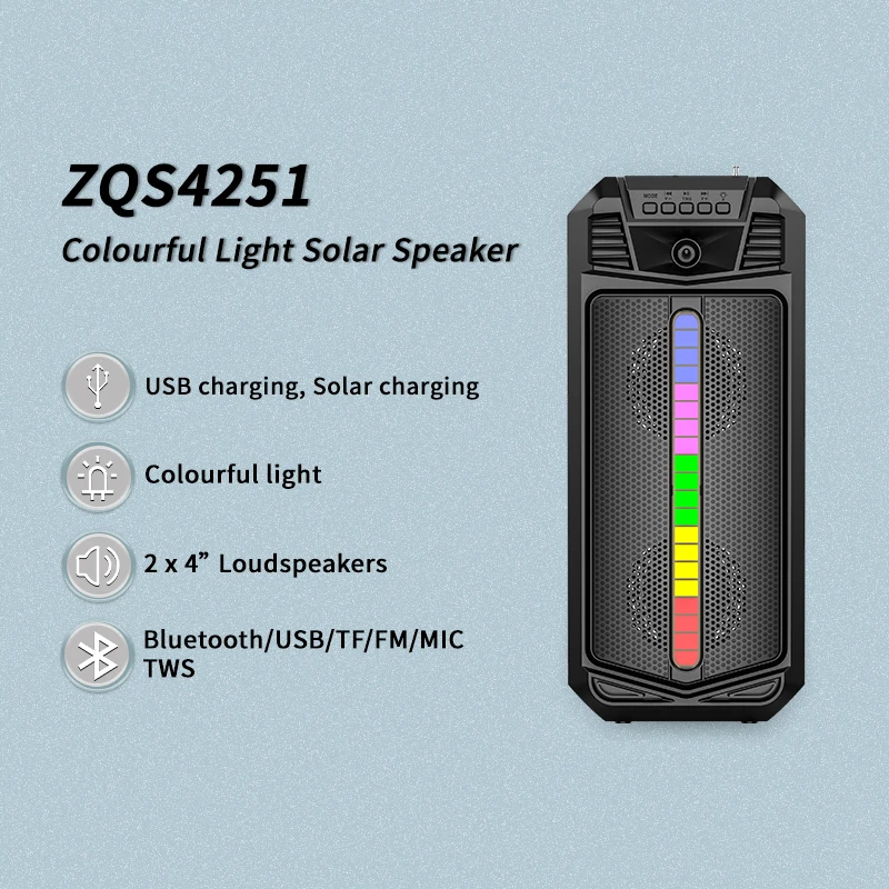 Singe Zqs4251 Novation低音小工具电子发光二极管灯便携式无线蓝牙迷你太阳能充电扬声器 - Buy 便携式迷你音箱,无线便携式音箱,Rgb (红绿蓝迷你低音扬声器 Product on Alibaba.com