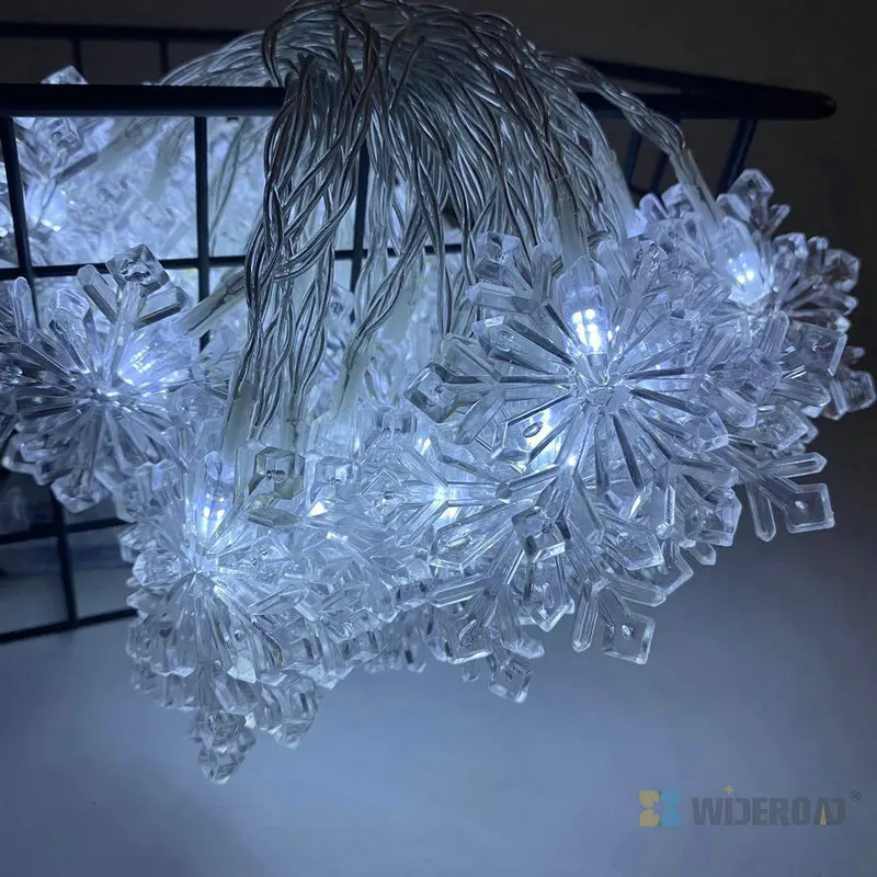 Transparent snowflake LED string lights for Christmas decor