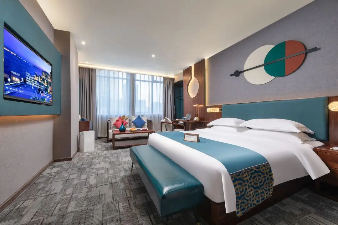 Modern Design Hotel Room Furniture Set King Size Bed Wooden Headboard