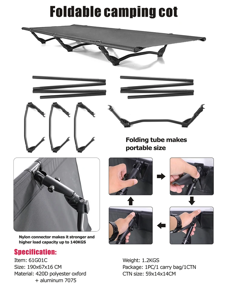 Homful Lightweight Portable Camping Bed Compact Folding Cot For Adults