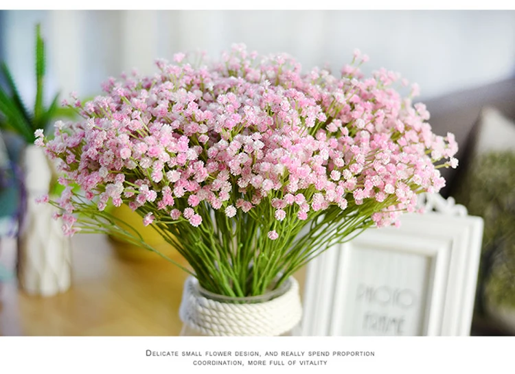 庭の家の装飾人工プラスチック花ブーケ花瓶結婚式白いベビーブレス造花 Buy Babysbreath 結婚式の花 プラスチックの花 Product On Alibaba Com