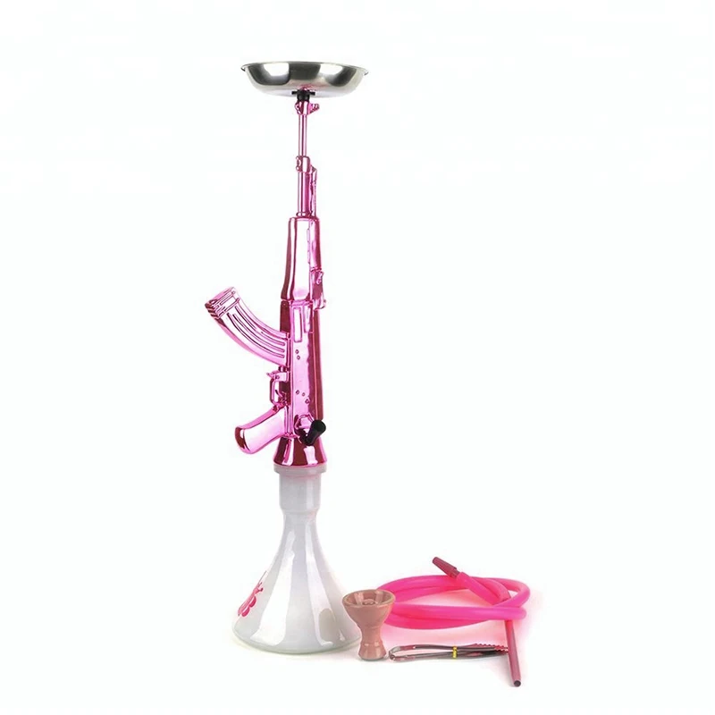 2021 Hot Sale Shesha Rose White Ak47 Gun Shape Hookah For Hookah Shisha