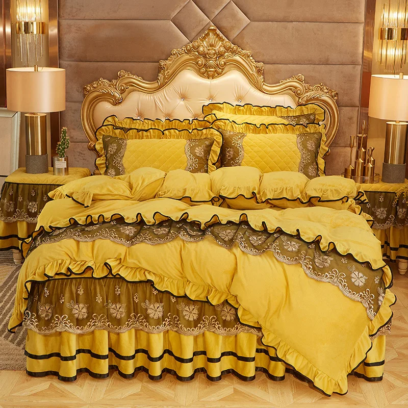Winter Bedspread Slip Set Bedspread Luxury Embroidered Bedding Set 4