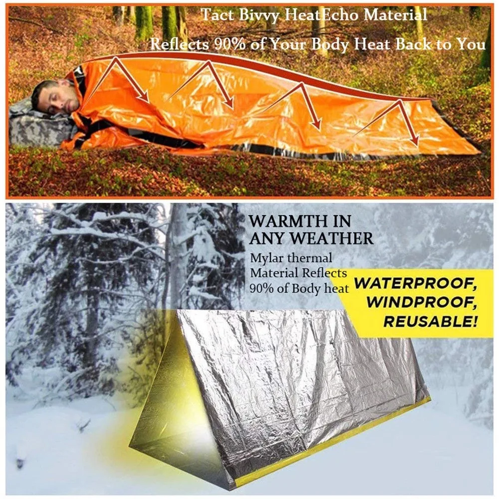 Outdoor Emergency Sleeping Bag Camping Survival Thermal Blanket Mylar