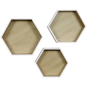 Wooden Hexagon Floating Shelves