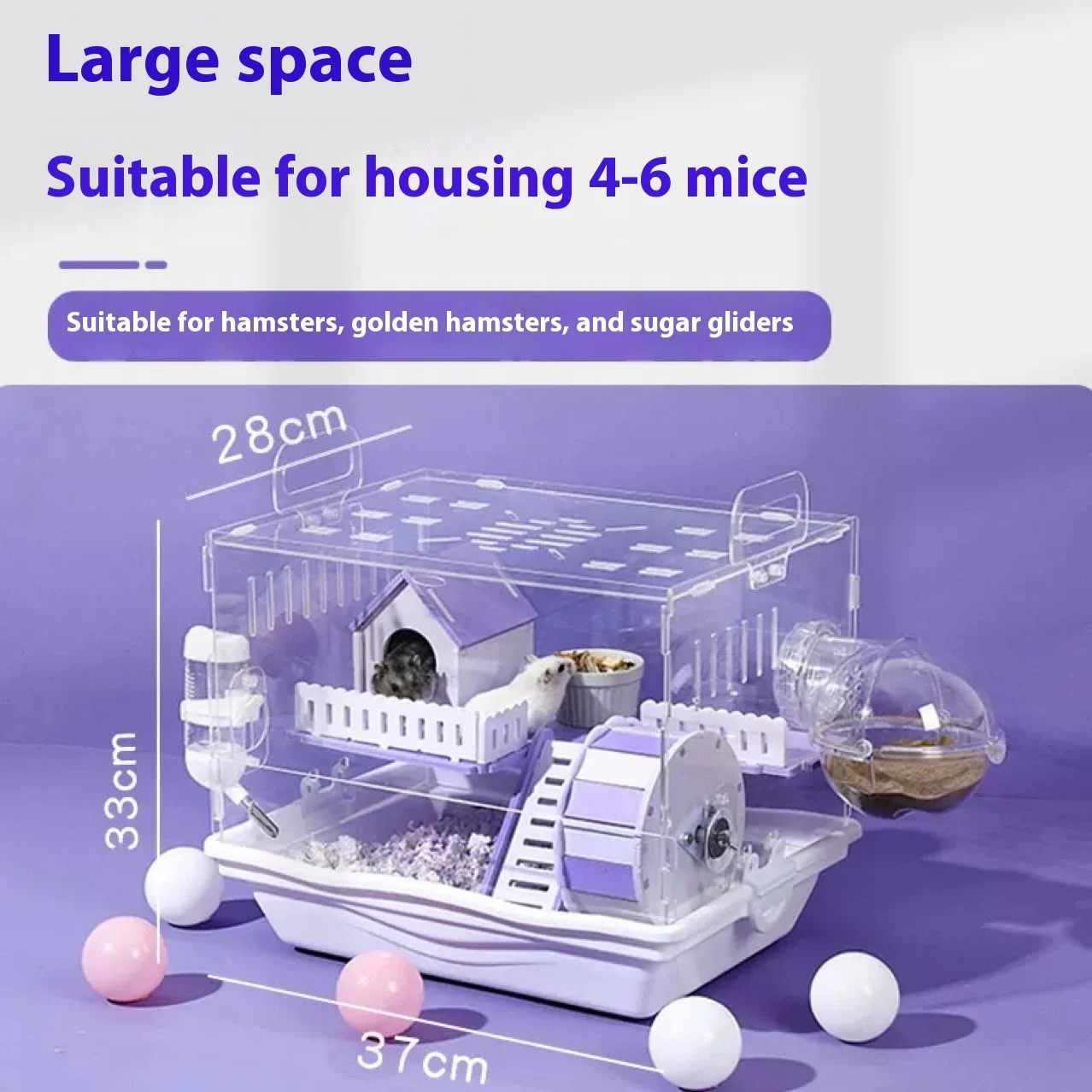 Golden Bear Extra Large Two-Tier Double Layer Hamster Cage Solid ...