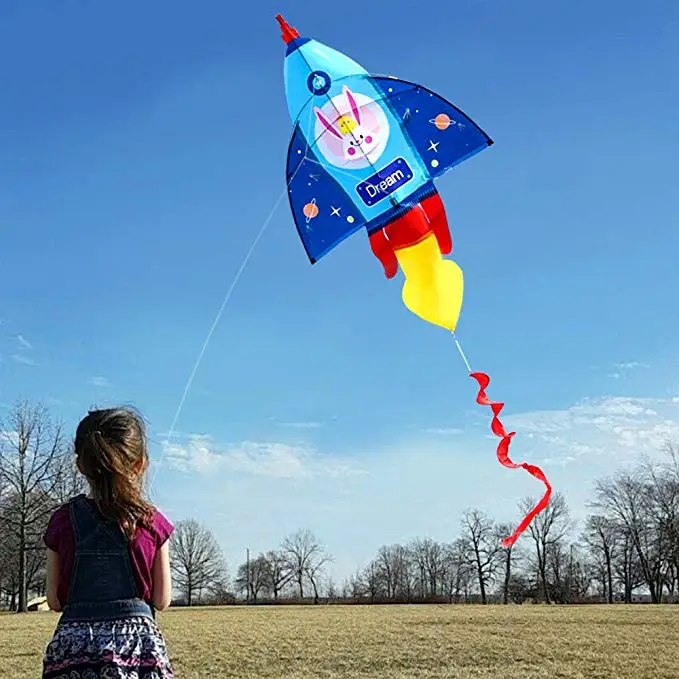 2020 new outdoor sport toy cartoon rocket kite for kids