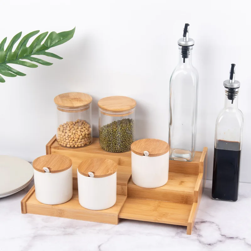 Modern Three-layer Drawer Stretching Kitchen Seasoning Rack Bamboo ...