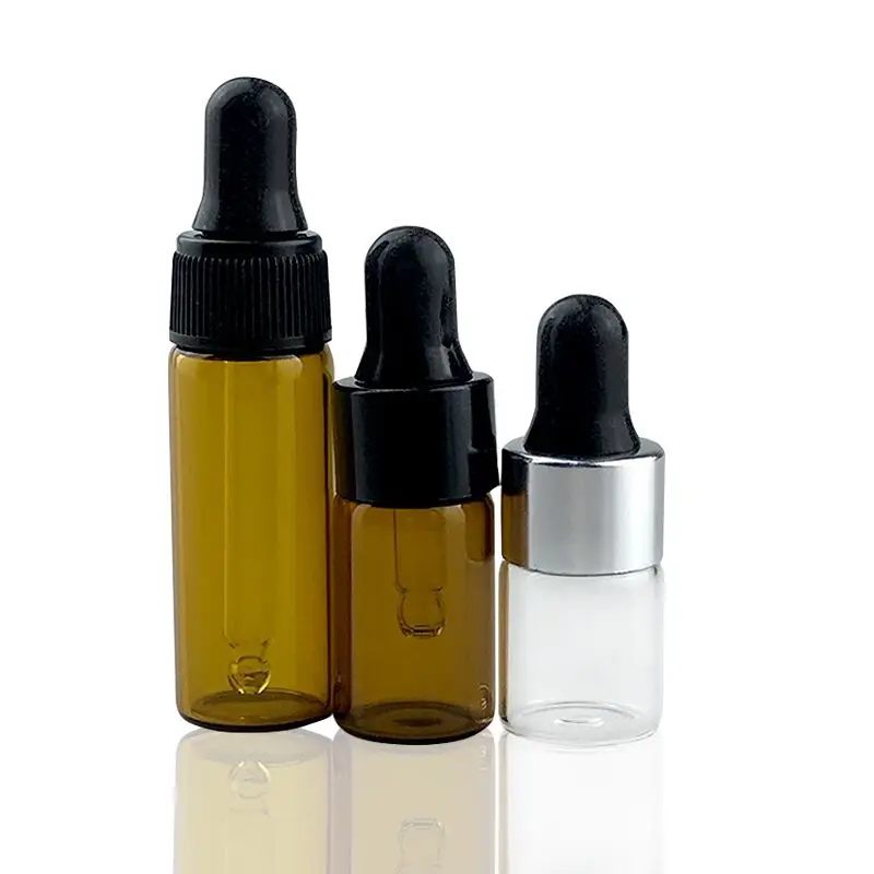 2ml 3ml 5ml clear amber glass dropper bottle oil bottles