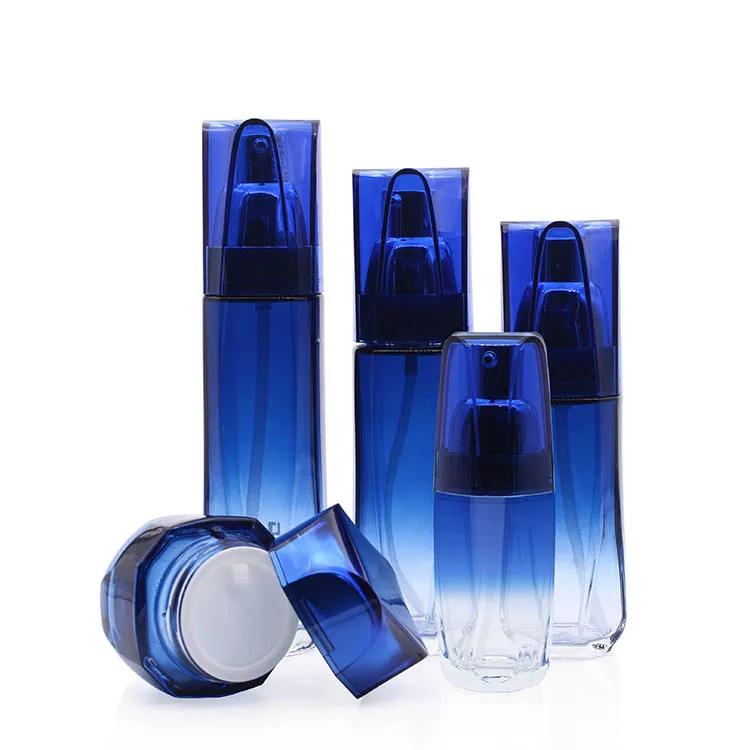 Wholesale Cosmetic Packing Blue Frost Skincare Glass Bottles For Lotion ...