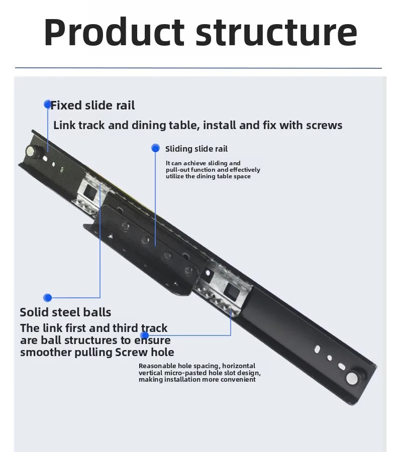 Toboganes de caj&oacute;n de servicio pesado Descripci&oacute;n de la ventana de la ventana de laurel invisible Descripci&oacute;n de la empuje de la pista silenciosa Combinador del hogar Kit de hardware de encimera extensible 