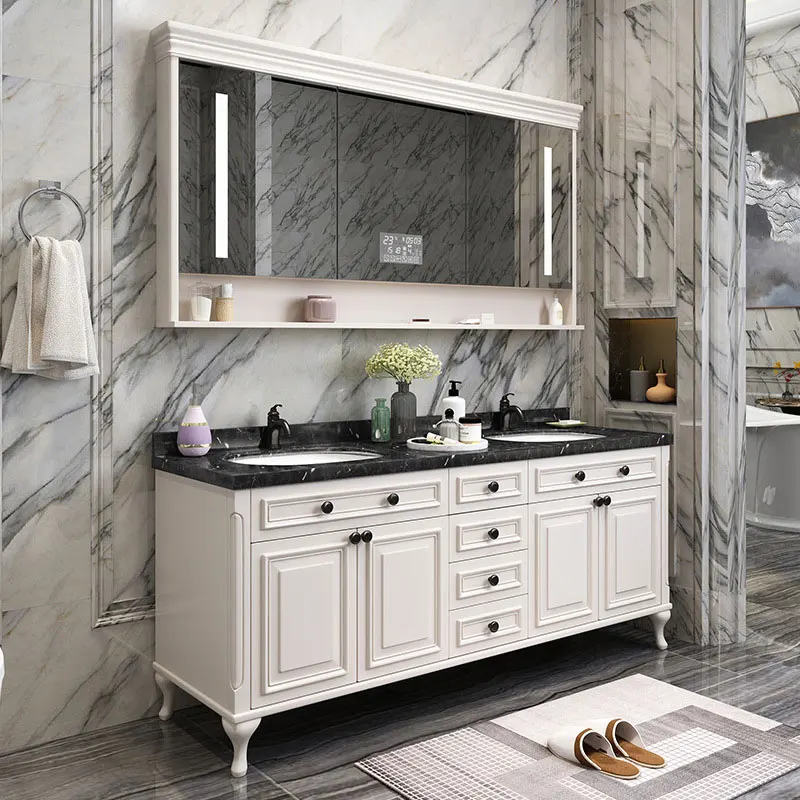American bathroom vanity floor solid wood bathroom cabinet smart mirror cabinet washbasin  combination toilet washstand