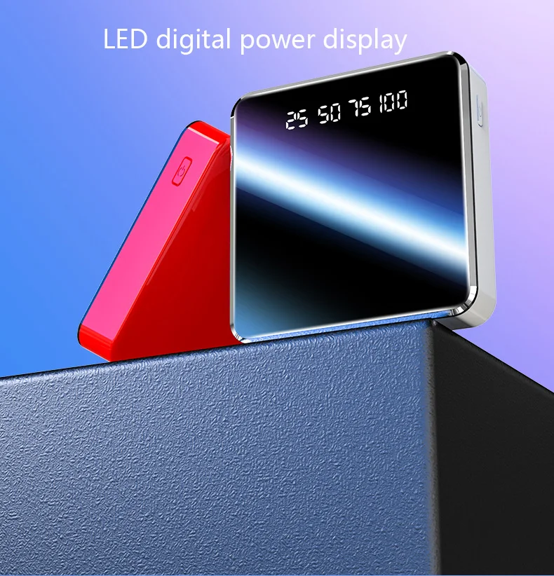New Full Mirror Power Banks Digital Display 10000mah Mobile Phone Charger - ANKUX.COM