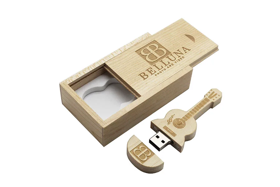 Wooden Guitar USB Flash Drive Pendrives 8GB 16GB 32GB 64GB 128GB USB 2.0 U Stick Thumb Drive Keychain Car Key Flash Card Memory - ANKUX.COM