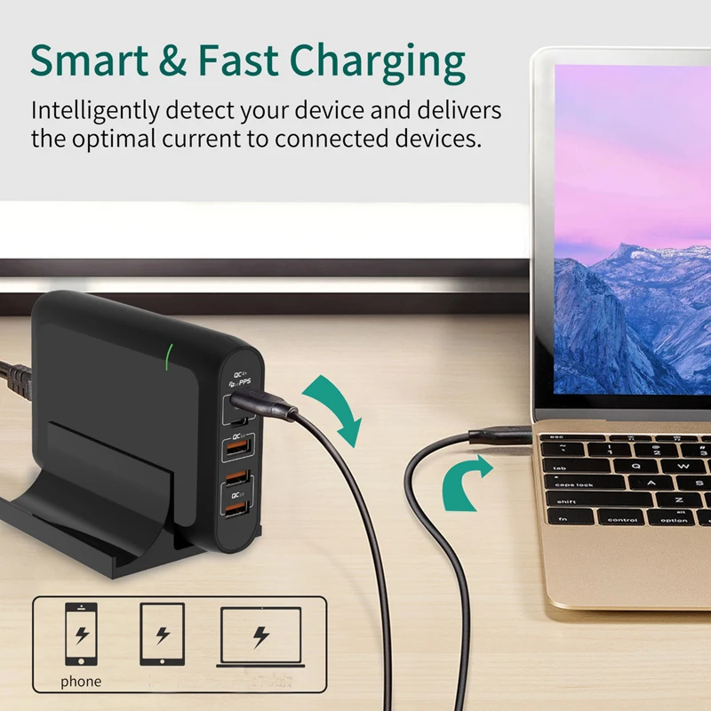 2c 3a 5 Port 100w Pd Fast Charger 120w Portable Usb C Charging Station ...