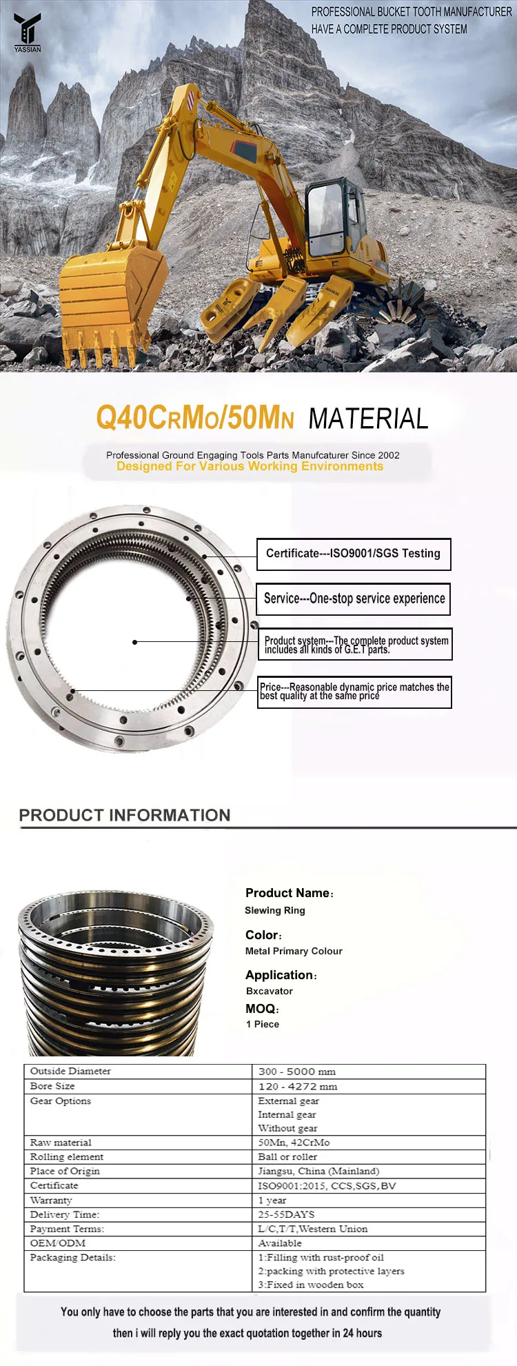 excavator small tadano crane internal gear slewing ring bearing plastic rubber seal 1000mm