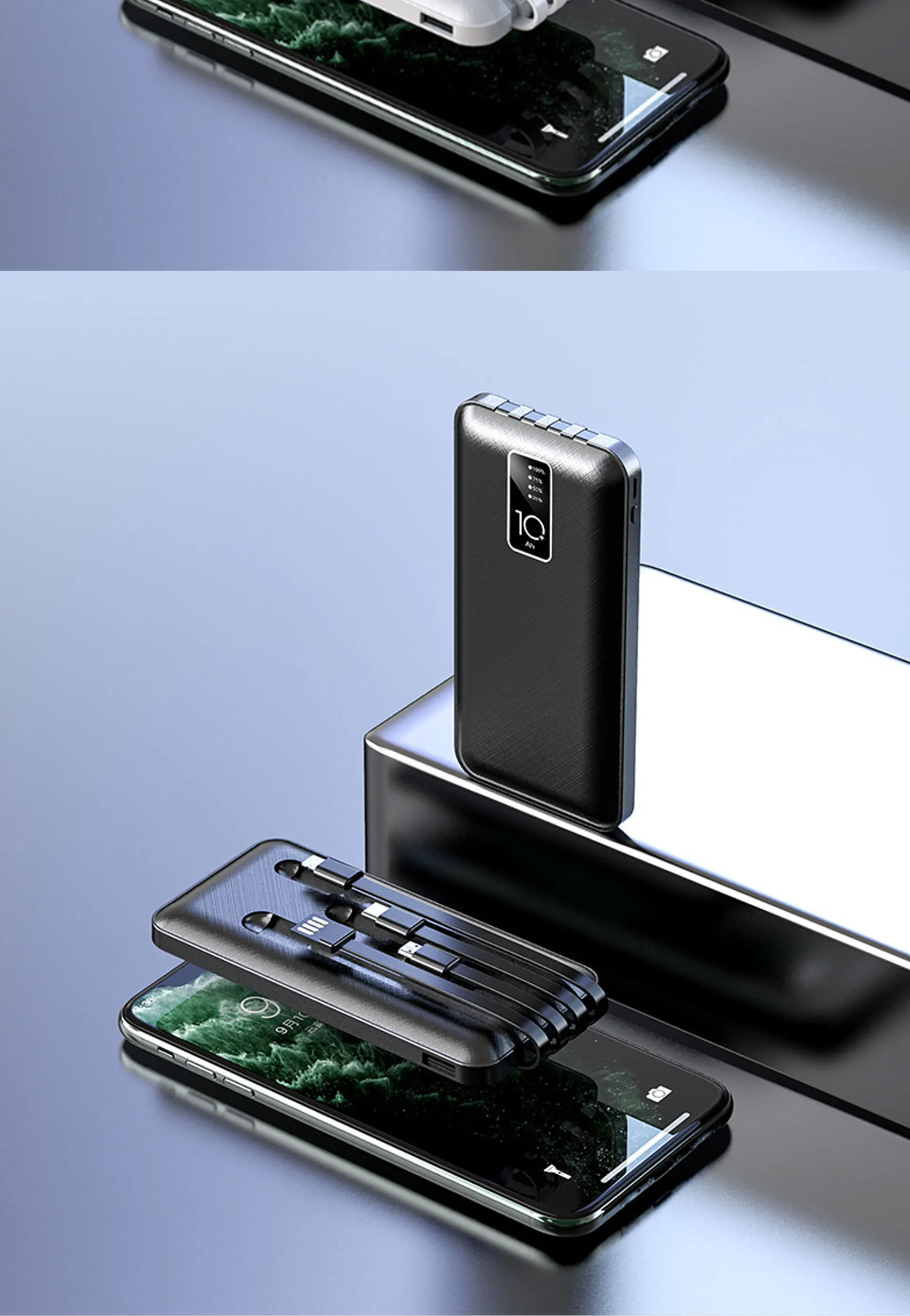 2020 Fashion Sports/Travel USB charging cable power banks, fast charging power bank , Portable 4 in 1 Slim Powerbank 20000 mah - ANKUX.COM