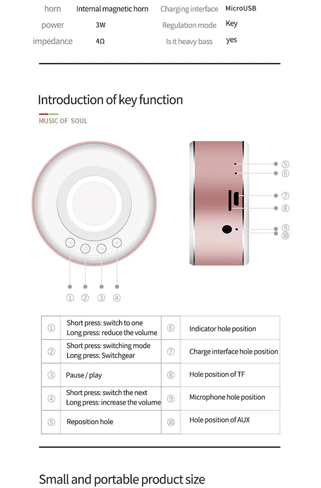 Enjoy Music Indoor Outdoor Mini Portable BT Wireless Speaker BOX Real Sound Audio Loudspeaker Rechargeable TF Card Audio Player - ANKUX.COM