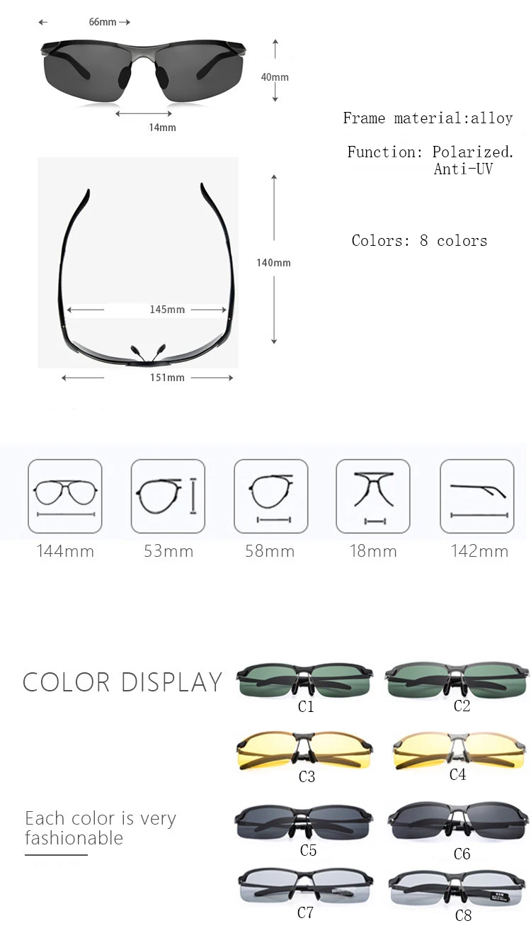 Photochromic Sunglasses Men Polarized Driving Chameleon Glasses Male Change Color Sun Glasses Day Night Vision Driver's Eyewear