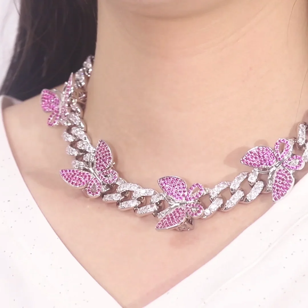 Trendy Cute Iced Out Butterfly Choker Necklaces – Lunpify