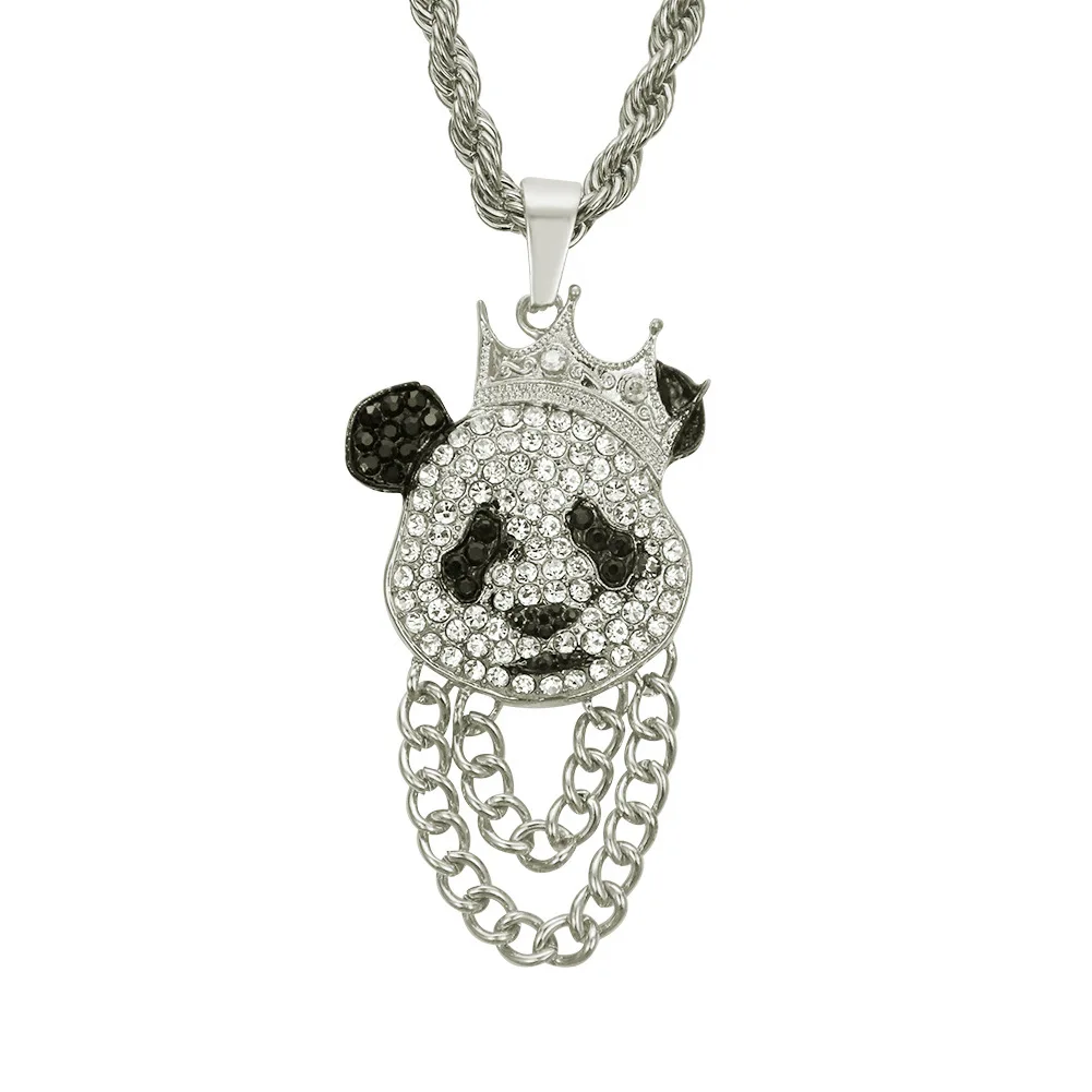 Rhinestone Crystal Panda Sweater Chain Girl Cute Animal Pendant Necklace P TEUS