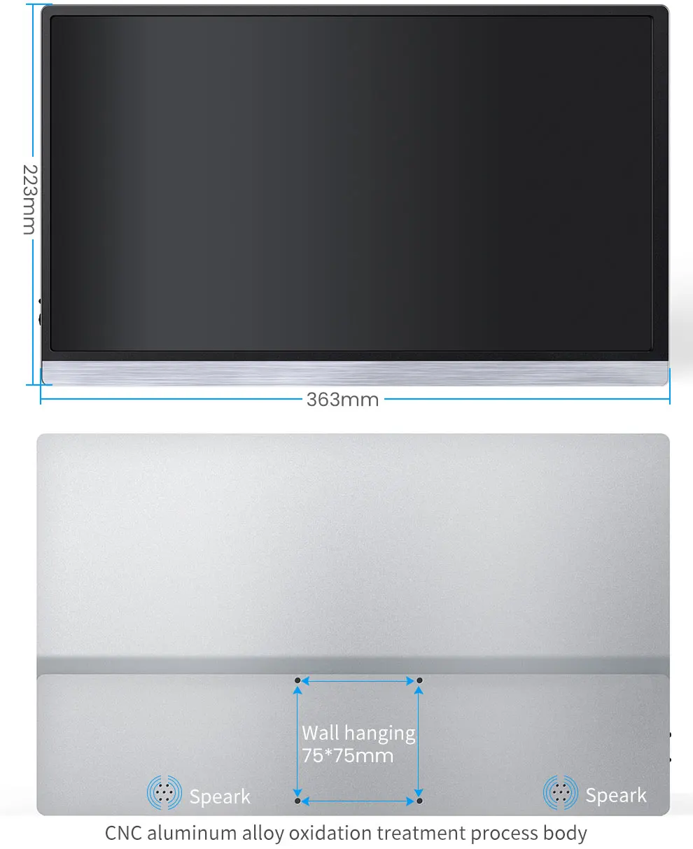 Portable Monitor 15.6 inch Monitor 1080P Dual Inputs Gaming Monitor for Laptop PC, Ultra Slim, Light Weight, Horizontal