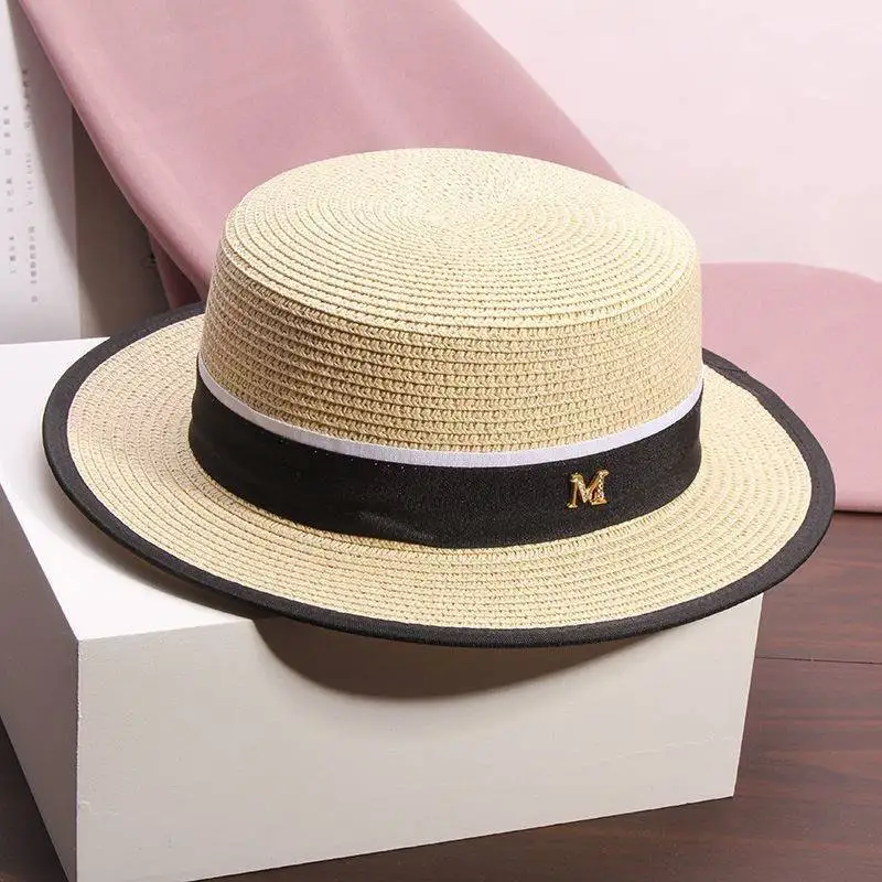 Women Straw Hat Spring Summer Adults Europe Design Flat Top Hat