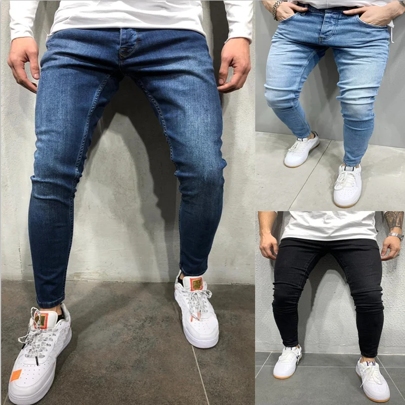 New Spring And Autumn Mens Solid Color Denim Jeans High Quality Skinny ...