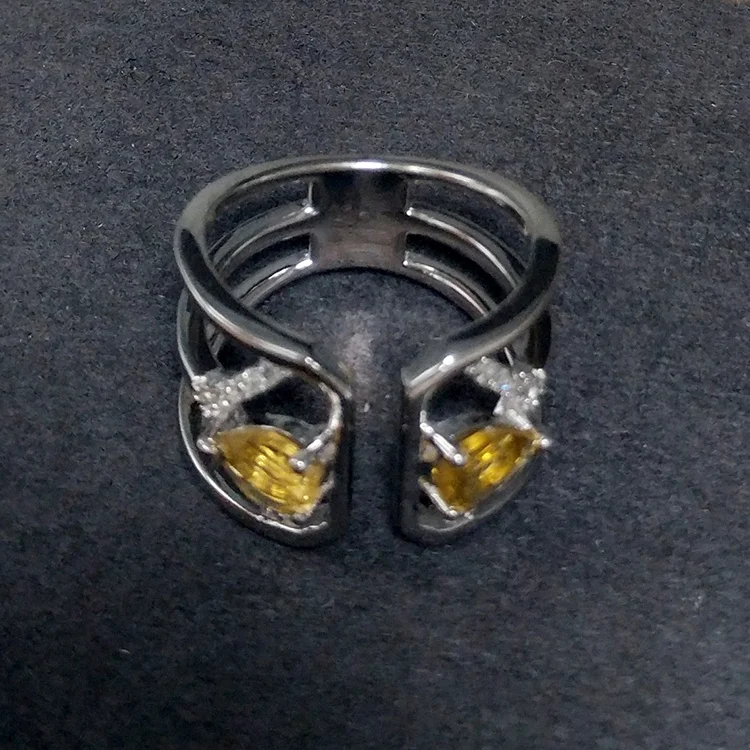 Fancy Yellow Topaz Gemstone Price White Gold Ring Design For Couples