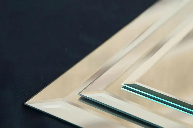 silver beveled mirror