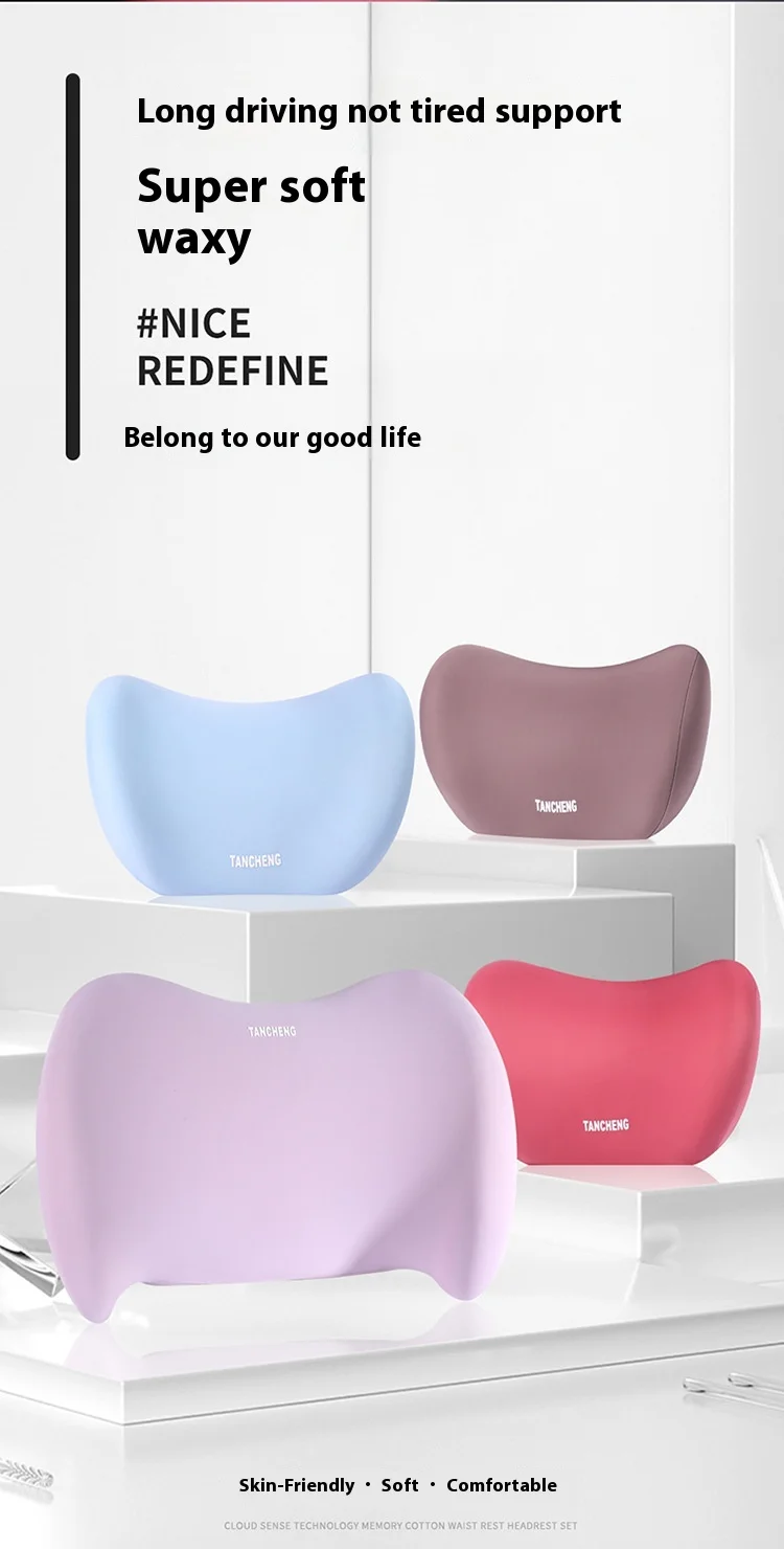 Car Headrest Neck Pillow Summer Driving Airline Grade Neck Cushion Leather Material for Car and Aviations Seat manufacture