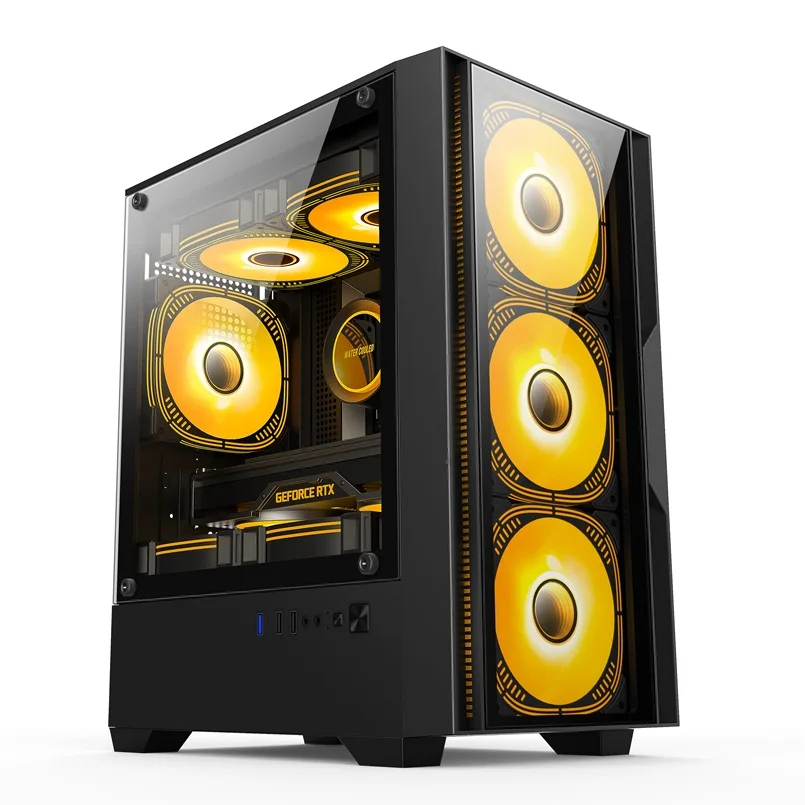 Empty PC Case Black ITX Gaming Computer Case Gaming PC Customizable RGB ...