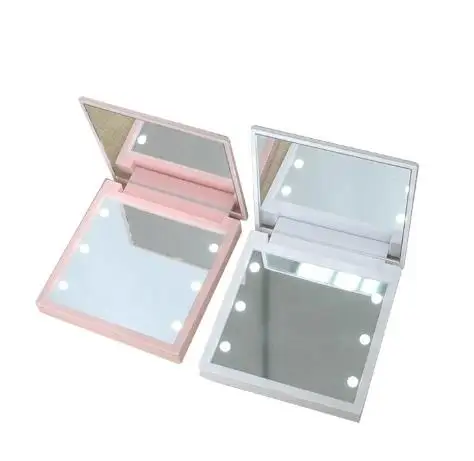 Hand Travel Pocket Beauty Mirrors 6Pcs Led Purse Folding Mirror With Led Lights Makeup