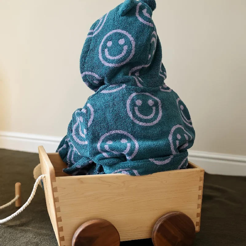 Smiling Face Retro Parentchild Bathrobes Refined And Sparse Long