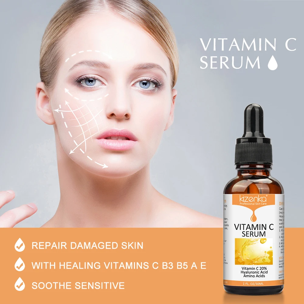 Organic Moisturizing Whitening Vitamin C Serum For Face Hyaluronic Acid ...