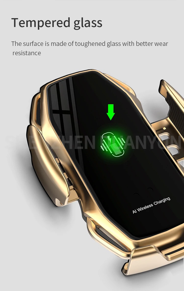 Real Factory Direct Touch Sensing Automatic Retractable Clip Fast Charging Wireless Car Holder Compatible Suit for iPhone Xs Max