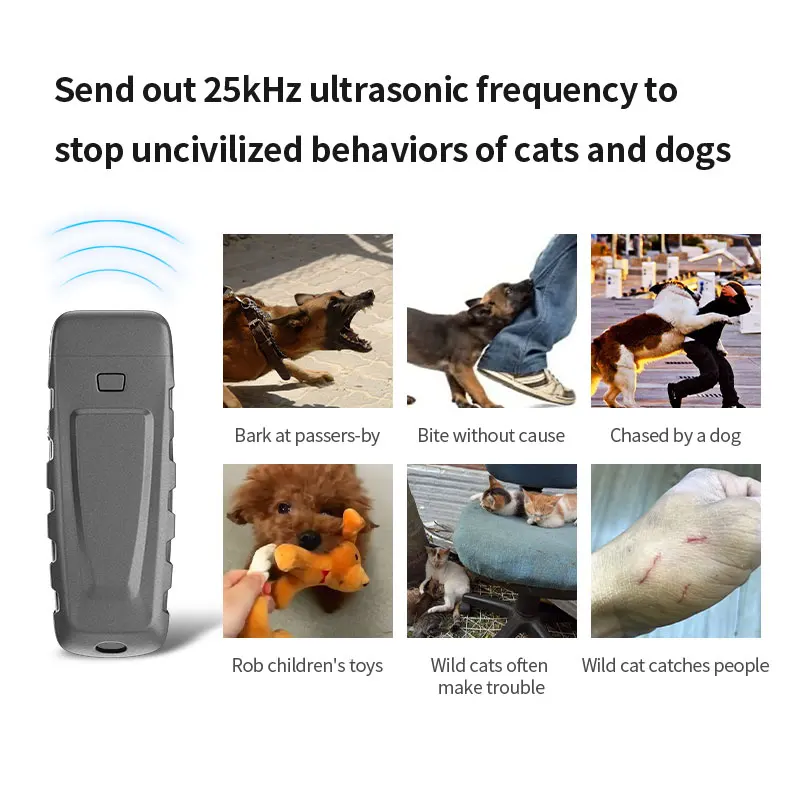 NEW Rechargeable Sonic Dog Cat Repellent Bark Control Device Waterproof Barking Deterrent Outdoor Ultrasonic Dog Repeller Device manufacture