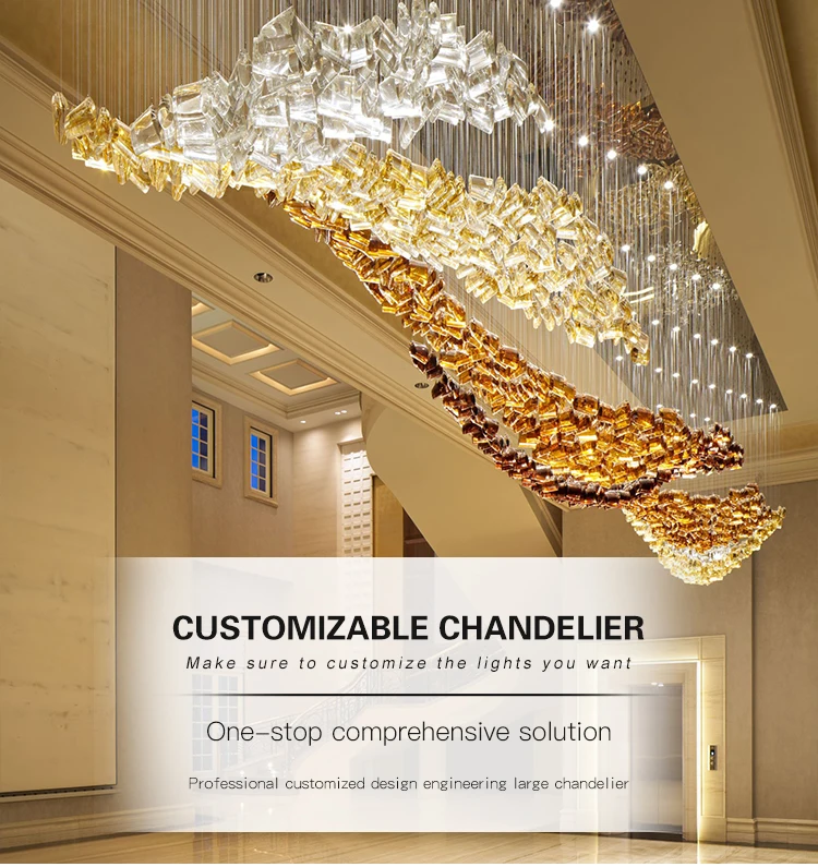 Contemporary hight quality custom luxury crystal big project chandelier pendant lamp