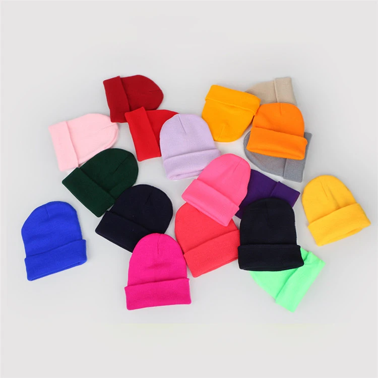 Wholesale cheap winter hat custom blank plain knitted beanies